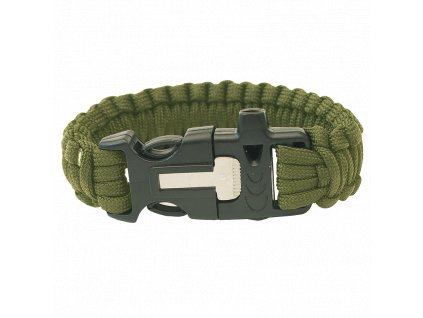 SS00051 paracord naramek trojzubec pistalka kresadlo olivovy