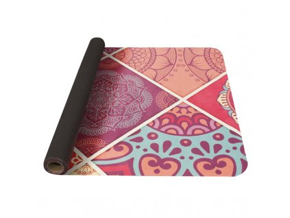 SA04687 yoga mat prirodni guma vzor a ruzova