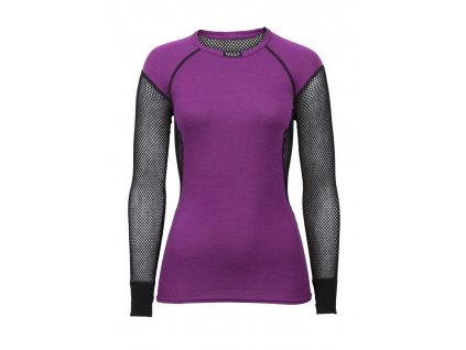 dámské funkční triko BRYNJE Lady Wool Thermo Shirt w/inlay, černo-fialové
