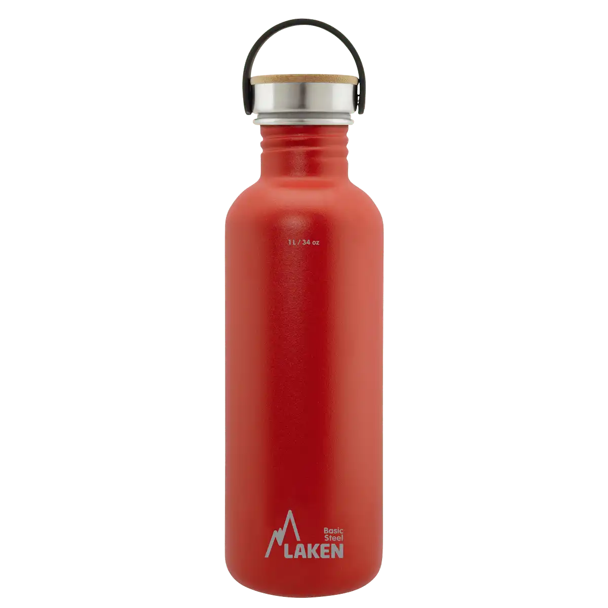 LAKEN Láhev ocel Basic Bamboo 1000 ml červená
