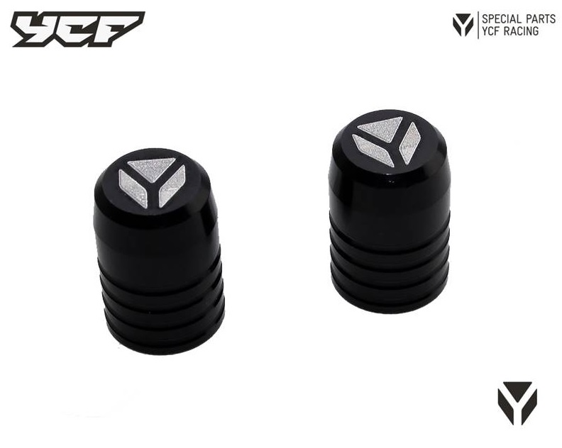 Čepičky ventilků v páru cnc eloxované pitbike YCF Černá