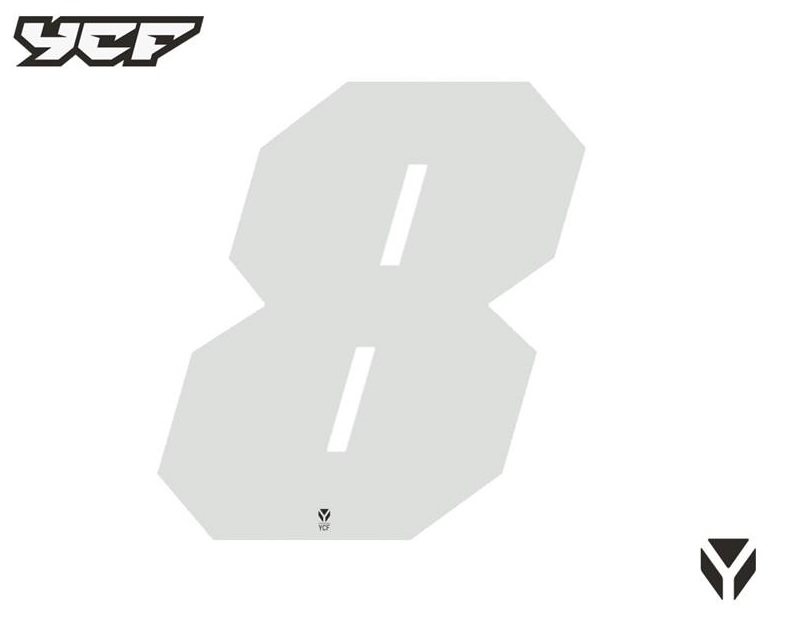 Číslice pro dvouciferná čísla bílá pitbike YCF (11cm) 8
