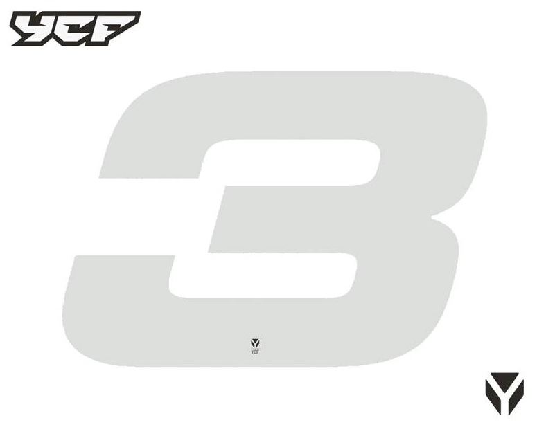 Číslice pro jednociferná čísla bílá pitbike YCF (18) 3