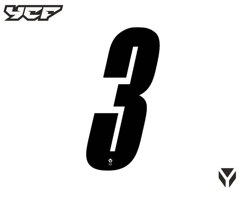 Číslice pro tříciferná čísla černá pitbike YCF 8 3