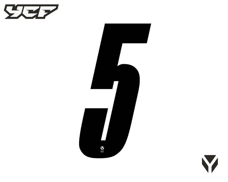 Číslice pro tříciferná čísla černá pitbike YCF 8 5