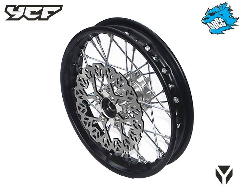 Přední kompletní kolo pro modely 50A s CNC nábojem pitbike YCF Stříbrná