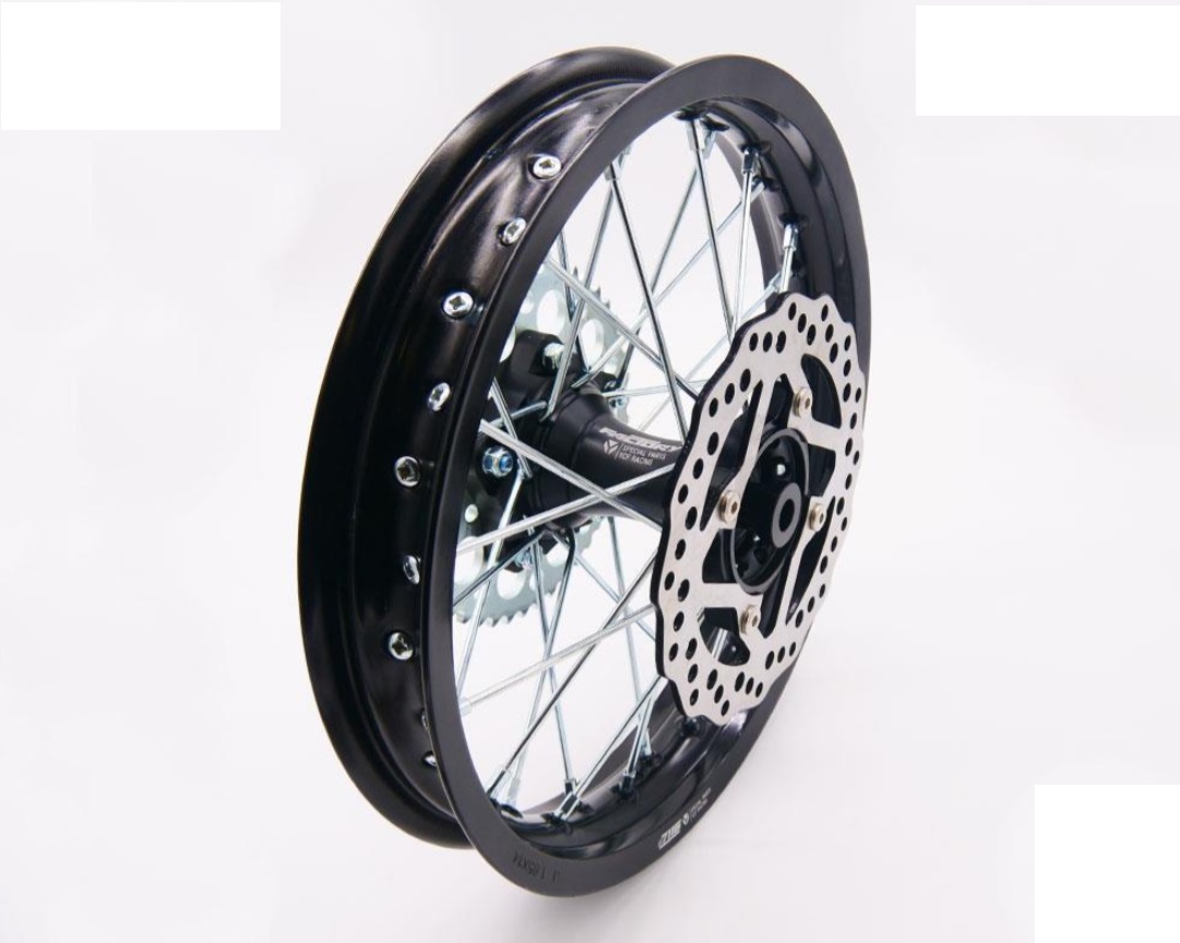 Kompletní zadní kolo 1,85x14'', CNC náboj pitbike YCF Černá