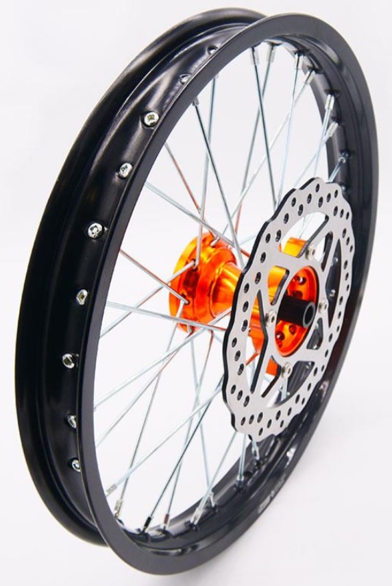 Kompletní přední kolo 1,4x17'' s CNC nábojem pitbike YCF Oranžová