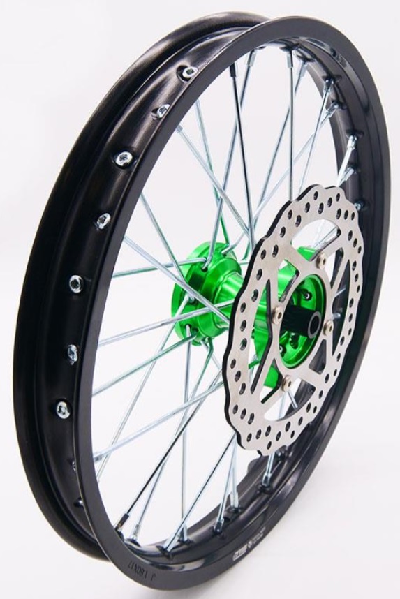 Kompletní přední kolo 1,4x17'' s CNC nábojem pitbike YCF Zelená