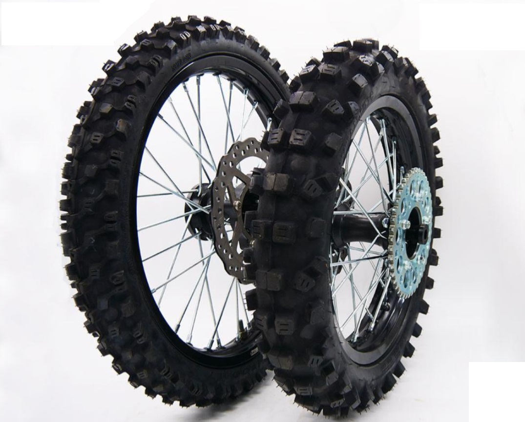 Kompletní sada kol 14"/17" s CNC nábojem pitbike YCF černá