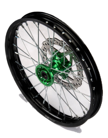 Přední kolo 1.60x17' s CNC nábojem pitbike YCF Zelená