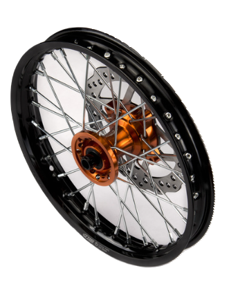 Přední kolo 1.60x17' s CNC nábojem pitbike YCF Oranžová