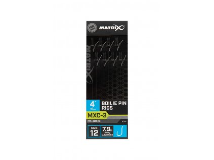 MATRIX MXC-3 4” HAČIK 12 Barbless / 0.20mm / 4" (10cm) / Boilie Pin - 8pcs