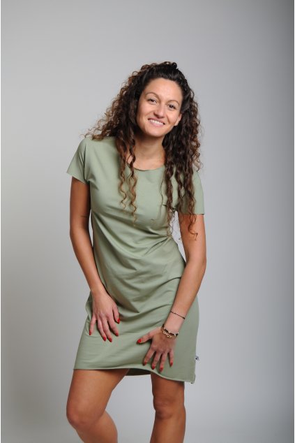 Šaty BASIC oliva