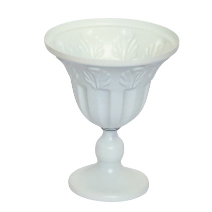 Kovová dekorační číše bílá