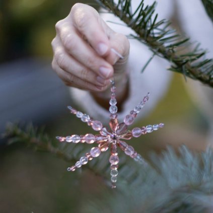 DIY sada Vánoční hvězdy ze skleněných korálků (6 ks)