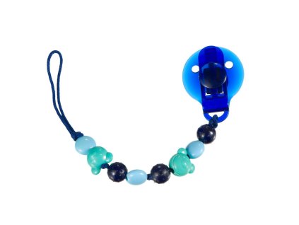 Klip na dudlík Difrax modré korálky (Barva modré, Druh klipy na dudlíky)