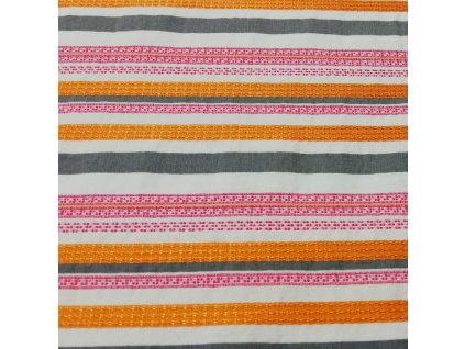 25161 smesova tkanina oranzovo sedy prouzek