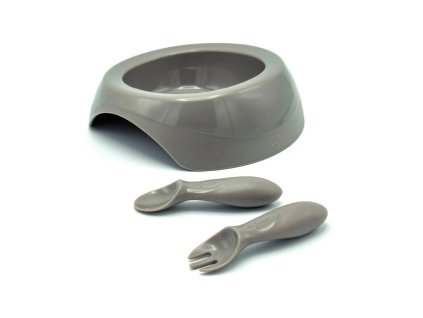 Difrax Učící jídelní sada pro batole Clay šedobéžová (Materiál plast, Barva šedé, Požadované vlastnosti Dětské)