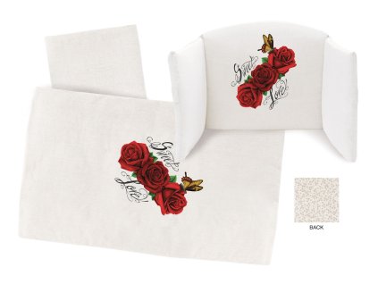 Hug's Factory Hugs Factory4-dílná sada povlečení do postýlky Vanilla dekor Red Rosses, BIO (Barva přírodní, Eko ano)