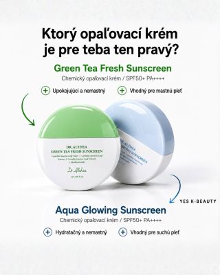 Ktorý opaľovací krém je pre teba ten pravý? Green Tea Fresh Sunscreen – upokojujúci, ľahký a ideálny pre mastnú pleť Aqua...