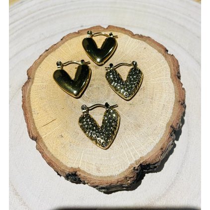 Náušnice visací  srdce - ocel GOLD