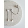 STŘÍBRNÝ Ear Cuff s řetížkem a perlou