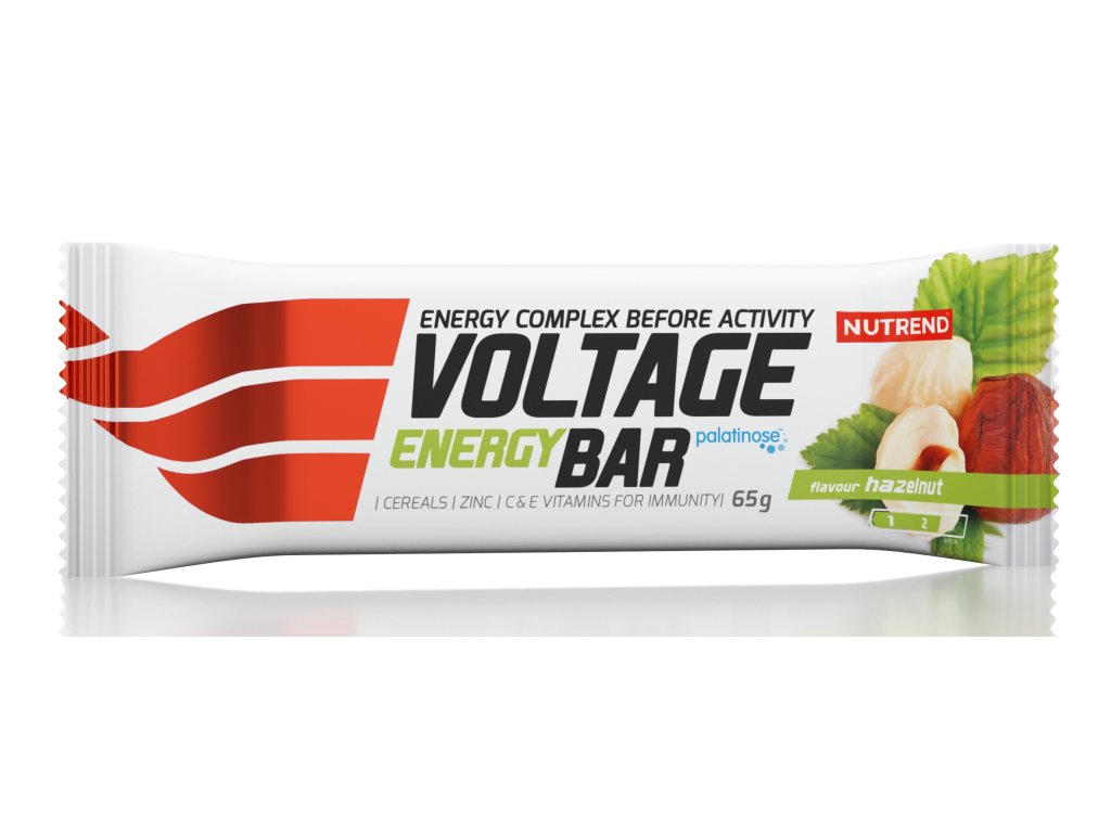 Voltage Energy Bar, tyčinka, 65 g lískový ořech (určení doplnění energie, typ tyčinky, použití před výkonem)