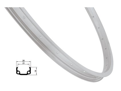 ráfek REMERX RMX21 540x21, 36děr, stříbrný (Varianta materiál: hliník, počet děr: 36 děr, rozměr: 24 palců, typ brzdy: ráfková, typ ráfku: pláštový)