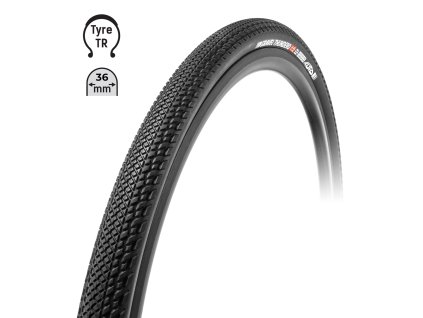 plášť TUFO Gravel THUNDERO 700x36C, bezduš. črn (Varianta použití: Gravel, rozměr: 700C, typ: Tubeless Ready, šířka: 36 mm)