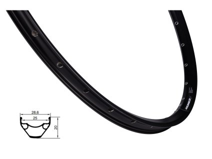 ráfek REMERX E-ROCKY DISC 584x25, 28děr, černý (Varianta materiál: hliník, počet děr: 28 děr, rozměr: 27,5 palců, typ brzdy: disková, typ ráfku: pláštový)