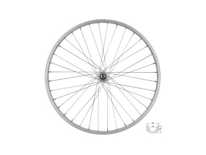 kolo zadní RMX 219, 507x19, stříbrné, náboj F80429 (Varianta materiál ráfku: hliník, použití: zadní, rozměr: 24 palců, typ brzdy: ráfková, typ ráfku: pláštový)