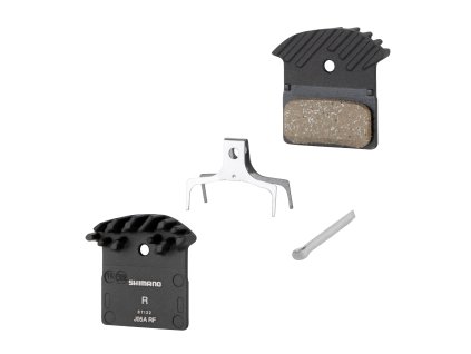 destičky brzd SH J05A polymer,s pružinou+chladič (určení pro SHIMANO, materiál polymer/organické, chladič ano)