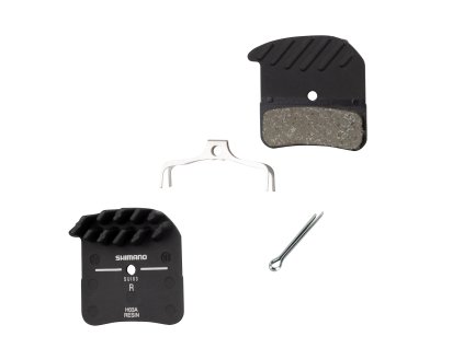 destičky brzd SH H03A polymer s pružinou +chladič (určení pro SHIMANO, materiál polymer/organické, chladič ano)