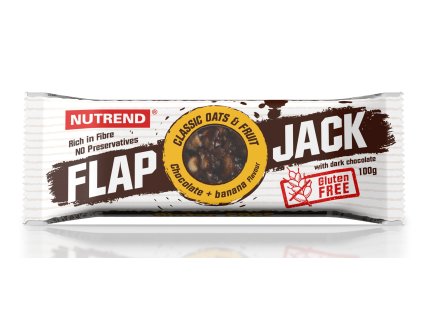 Flapjack, tyčinka, 100g čokoláda+banán v hoř. čoko (typ tyčinky, použití ostatní, určení doplnění energie)