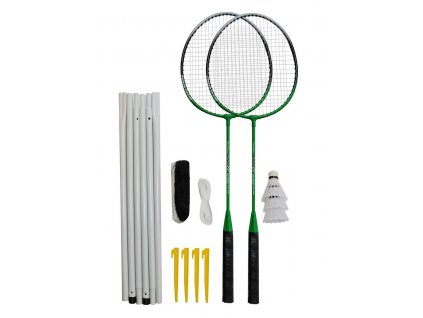 Badmintonový set 2x raketa, 3x míček, síť, vak