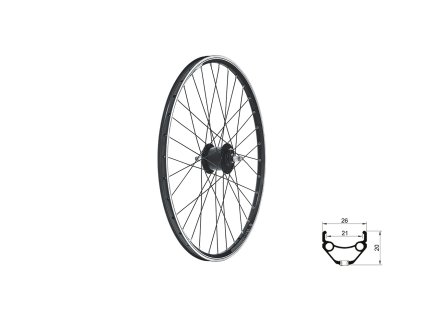 Zapletené kolo přední KLS DRAFT Dynamo V-brake, 26", black