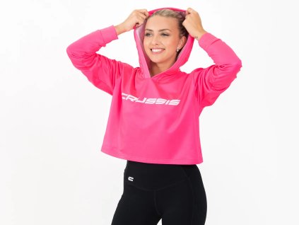 Crussis Crop mikina dámská krátká NEON PINK