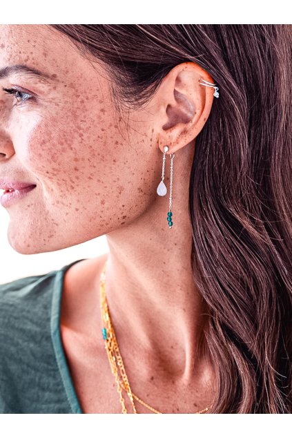 AW31212 Felicity Blue Lace Agate Aventurine Earrings Silver Plated Model A Beautiful StoryHchvKvOHRvHvr