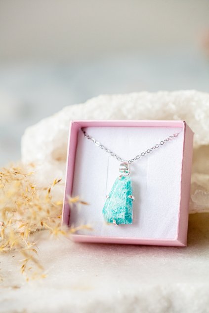 Náhrdelník s amazonitem - postříbřený
