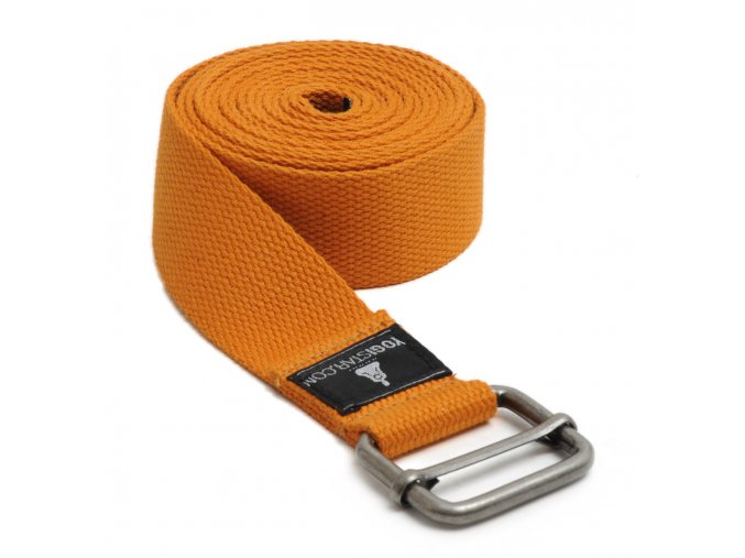 Pás na jógu oranžový s kovovou přezkou (260 cm) Yoganet.cz
