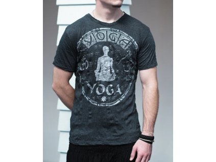 Pánské tričko yoga stříbrná