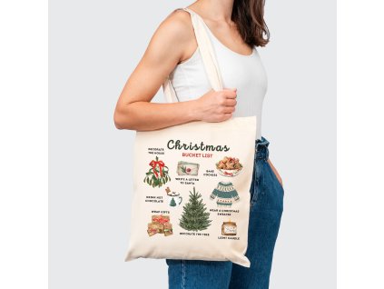 Plátěná taška s potiskem Christmas bucket list