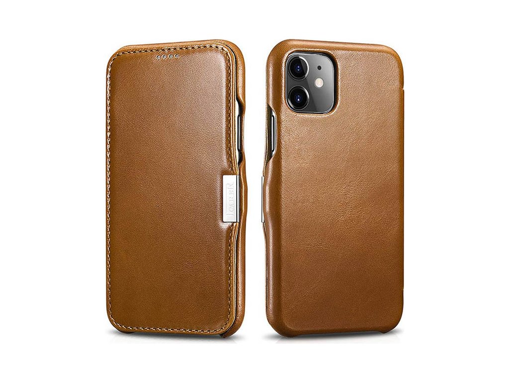 iCarer Knížkové pouzdro pro iPhone 11 - iCarer, Vintage Khaki 01.19.RIX1108-GG