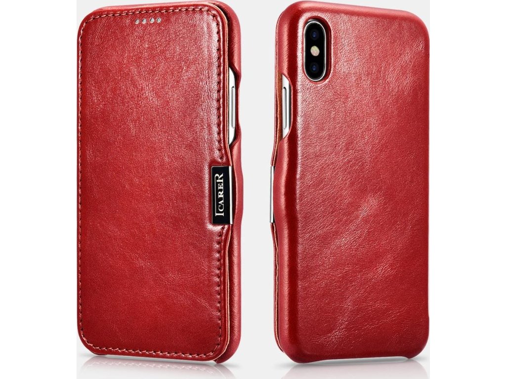 iCarer Knížkové pouzdro pro iPhone XS / X - iCarer, Vintage Red 01.15.RIX15-RD