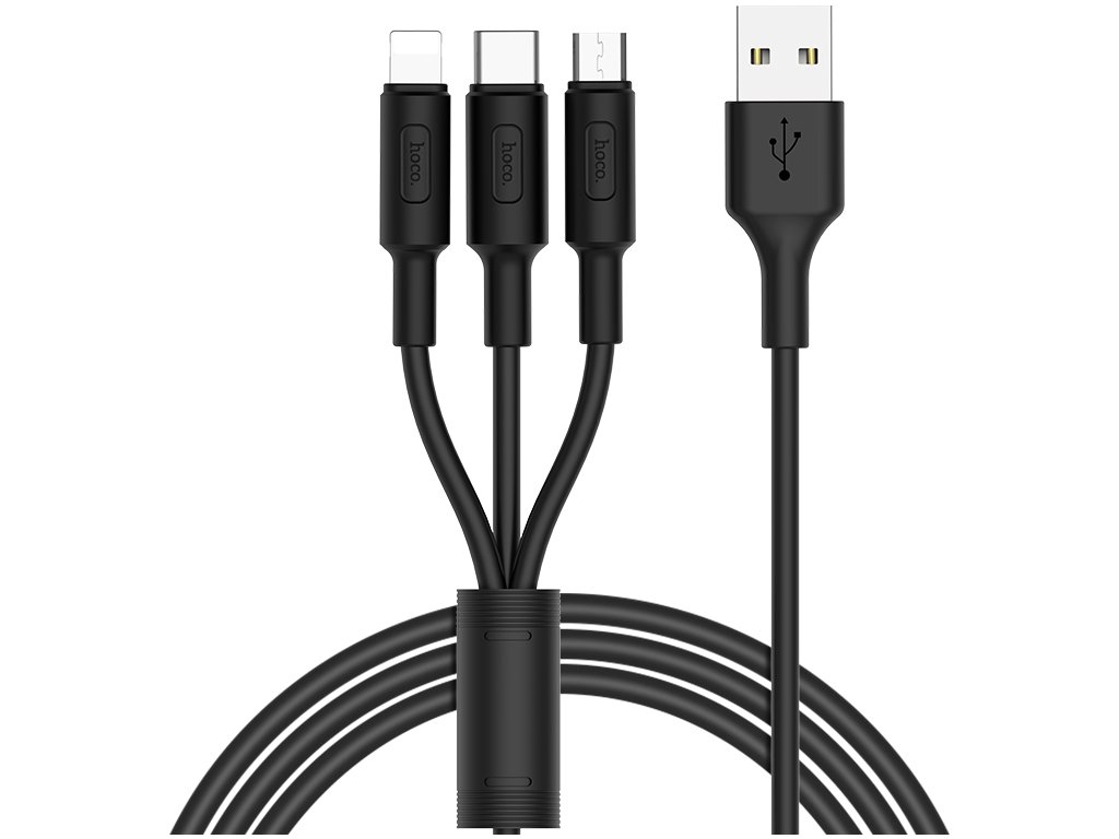 Hoco Kabel 3v1 - Hoco, X25 Soarer Black (Lightning+Micro+Type-C)