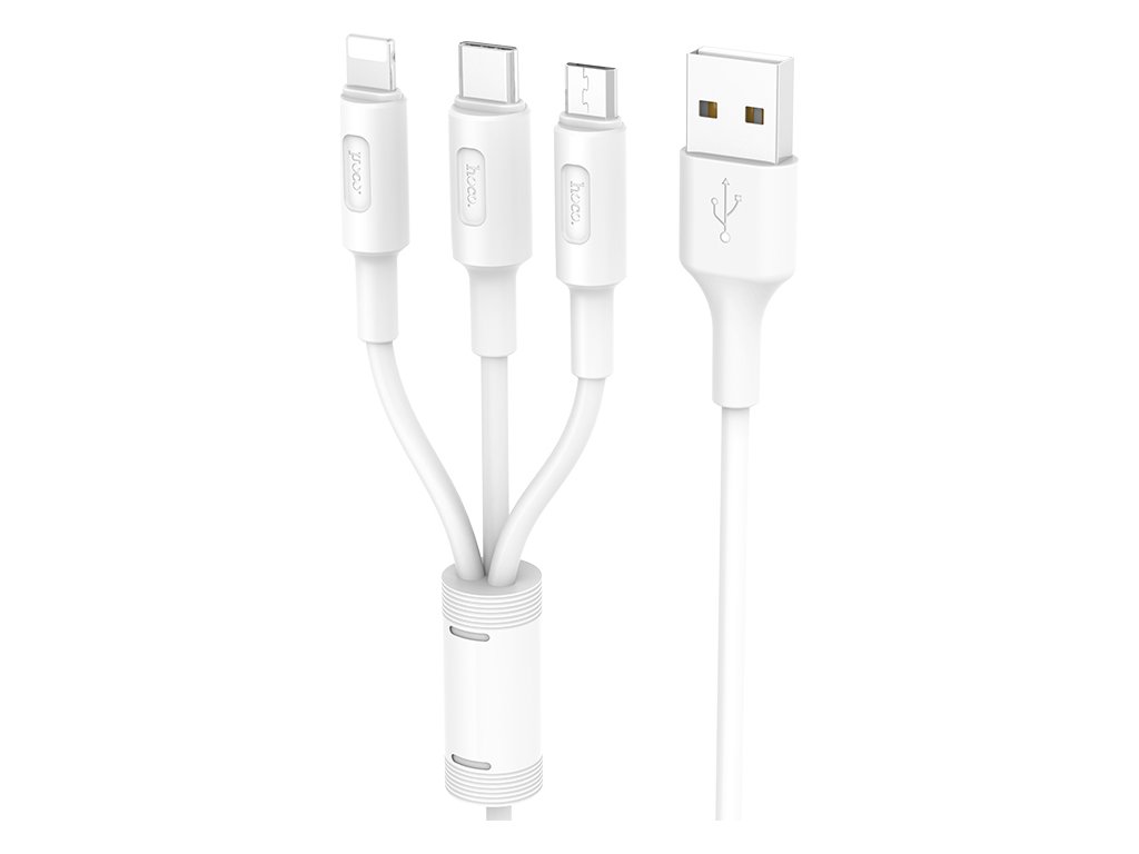 Hoco Kabel 3v1 - Hoco, X25 Soarer White (Lightning+Micro+Type-C)