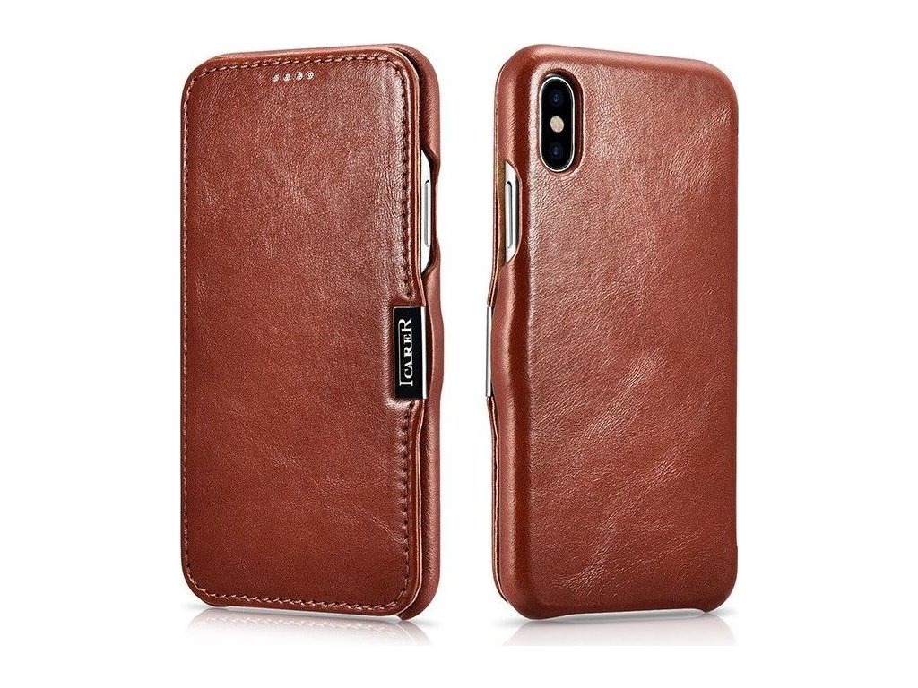 iCarer Knížkové pouzdro pro iPhone XS / X - iCarer, Vintage Brown 01.15.RIX15-BN
