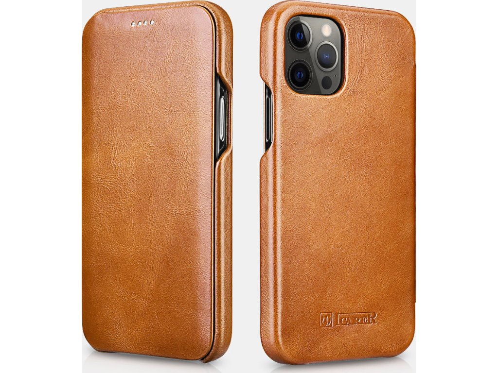iCarer Knížkové pouzdro pro iPhone 12 Pro MAX - iCarer, Vintage Khaki 01.20.RIX1202-GG