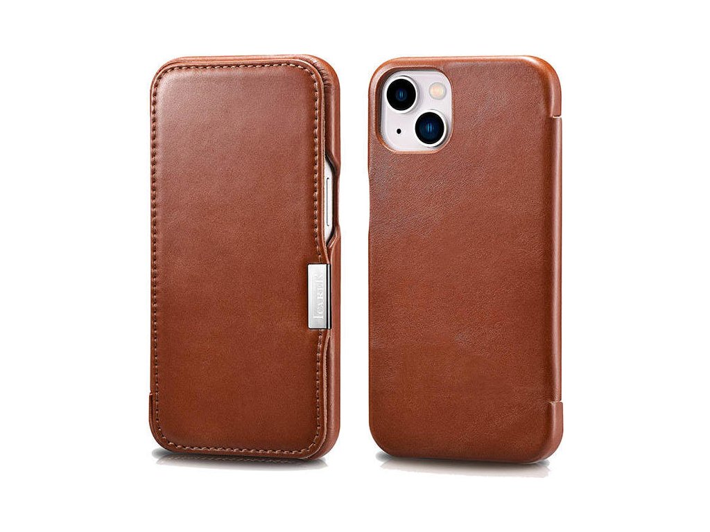 iCarer Knížkové pouzdro pro iPhone 13 - iCarer, Vintage Brown 01.21.RIX1306-BN